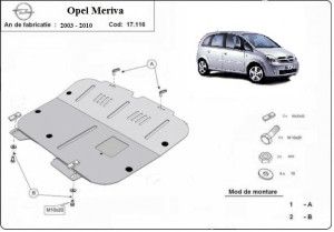 Scuturi Metalice Auto Opel, Scut motor metalic Opel Meriva A 2003-2010 - autogedal.ro