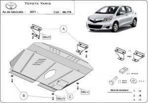 Scuturi Metalice Auto Toyota, Scut motor metalic Toyota Yaris 2011-2020 - autogedal.ro