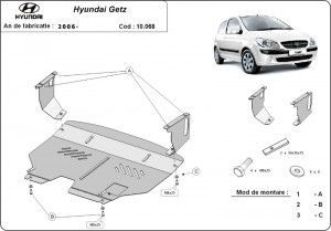 Scuturi metalice auto Hyundai, Scut motor metalic Hyundai Getz 2005-2009 - autogedal.ro