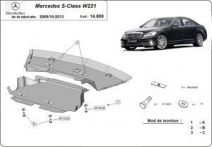 Scuturi Metalice Auto Mercedes S-Class, Scut motor metalic Mercedes S-Class 2x4 W221 2005-2013 - autogedal.ro