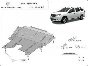 Scuturi metalice auto Dacia Logan MCV, Scut motor aluminiu Dacia Logan MCV 2013-2020 - autogedal.ro