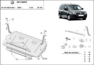 Scuturi metalice auto Volkswagen Caddy, Scut motor metalic VW Caddy 2004-2010 - autogedal.ro