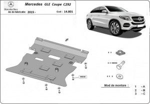 Scuturi Metalice Auto Mercedes GLE, Scut motor metalic Mercedes GLE Coupe C292 2015-2018 - autogedal.ro