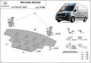 Scuturi Metalice Auto Mercedes Sprinter, Scut motor metalic Mercedes Sprinter Tractiune Spate 2018-prezent - autogedal.ro