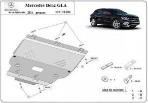Scuturi Metalice Auto Mercedes GLA, Scut motor metalic Mercedes GLA X156 2014-2020 - autogedal.ro