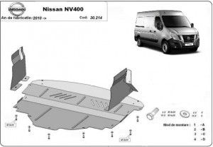 Scuturi Metalice Auto Nissan NV 400, Scut motor metalic Nissan NV 400 2010-prezent - autogedal.ro