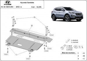 Scuturi metalice auto Hyundai Santa Fe, Scut motor metalic Hyundai Santa Fe III 2012-2018 - autogedal.ro