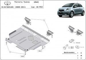 Scuturi Metalice Auto Toyota, Scut motor metalic Toyota Yaris Diesel 2006-2011 - autogedal.ro