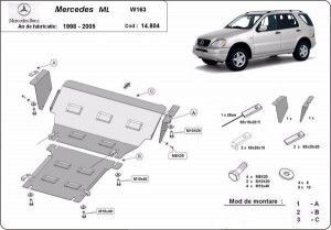 Scuturi Metalice Auto Mercedes, Scut motor metalic Mercedes ML W163 1998-2005 - autogedal.ro