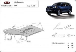 Scuturi metalice auto Kia Sorento, Scut metalic cutie de viteze si diferential Kia Sorento 2006-2009 - autogedal.ro