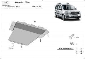 Scuturi metalice auto Mercedes Citan, Scut motor metalic Mercedes Citan W415 2012-2021 - autogedal.ro