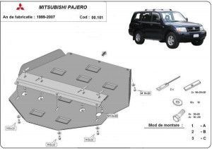 Scuturi Metalice Auto, Scut metalic cutie de viteze Mitsubishi Pajero 3 (V60, V70) Vers. 2.0 1998-2007 - autogedal.ro