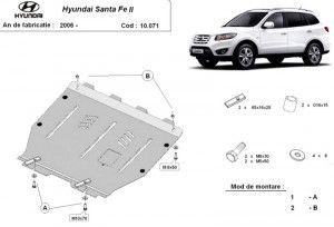 Scuturi metalice auto Hyundai Santa Fe, Scut motor metalic Hyundai Santa Fe II 2006-2012 - autogedal.ro