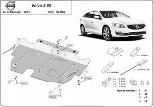 Scuturi metalice auto Volvo V60, Scut metalic motor si cutie de viteze Volvo V60 2010-2018 - autogedal.ro