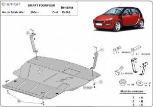 Scuturi Metalice Auto Smart, Scut motor metalic Smart ForFour - Benzina 2004-2014 - autogedal.ro