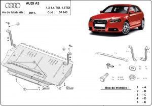 Scuturi Metalice Auto Audi A3, Scut metalic motor si cutie de viteze Audi A3 8P 2008-2013 - autogedal.ro