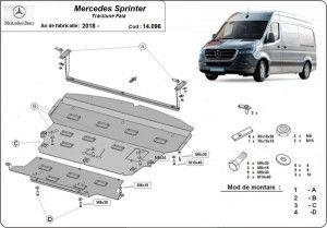 Scuturi Metalice Auto Mercedes Sprinter, Scut motor metalic Mercedes Sprinter Tractiune Fata 2018-prezent - autogedal.ro