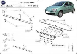Scuturi metalice auto Fiat, Scut motor metalic Fiat Punto I, II 1993-2011 - autogedal.ro