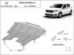 Scuturi Metalice Auto Dacia Sandero, Scut motor aluminiu Dacia Sandero II 2013-2020 - autogedal.ro