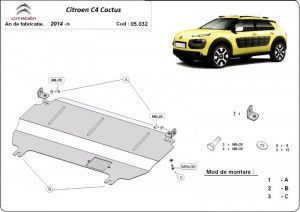 Scuturi metalice auto Citroen, Scut motor metalic Citroen C4 Cactus 2014-2020 - autogedal.ro