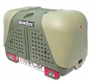 Cu prindere pe carligul de remorcare, Cutie portbagaj transport animale de companie/vanatoare Towbox V2 DOG Verde - autogedal.ro