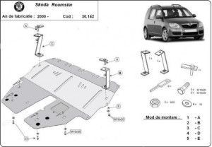 Scuturi metalice auto Skoda Roomster, Scut motor metalic Skoda Roomster 2006-2015 - autogedal.ro