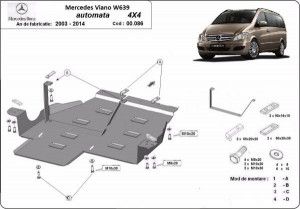 Scuturi Metalice Auto Mercedes, Scut metalic cutie de viteze si reductor Mercedes Viano W639 4x4 automata 2003-2014 - autogedal.ro