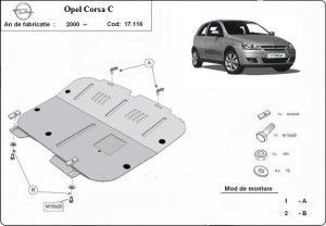 Scuturi Metalice Auto Opel Corsa, Scut motor metalic Opel Corsa C 2001-2006 - autogedal.ro