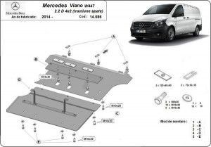Scuturi Metalice Auto, Scut motor metalic Mercedes Viano W447 2.2Diesel, tractiune spate 2014-prezent - autogedal.ro