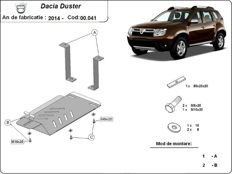 Scut metalic pentru diferential spate Dacia Duster III 2018-prezent