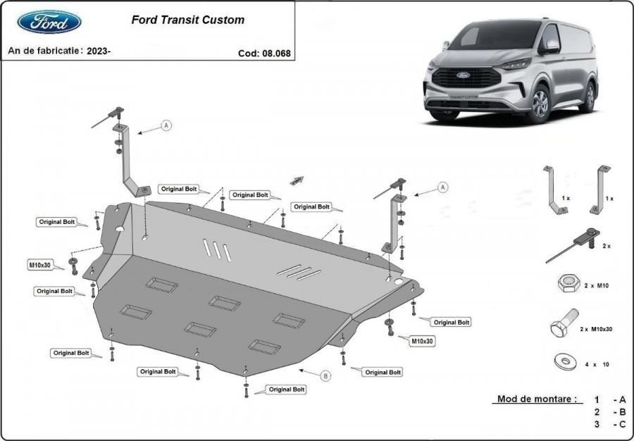 Scut motor metalic Ford Transit Custom Tractiune Fata 2023-prezent