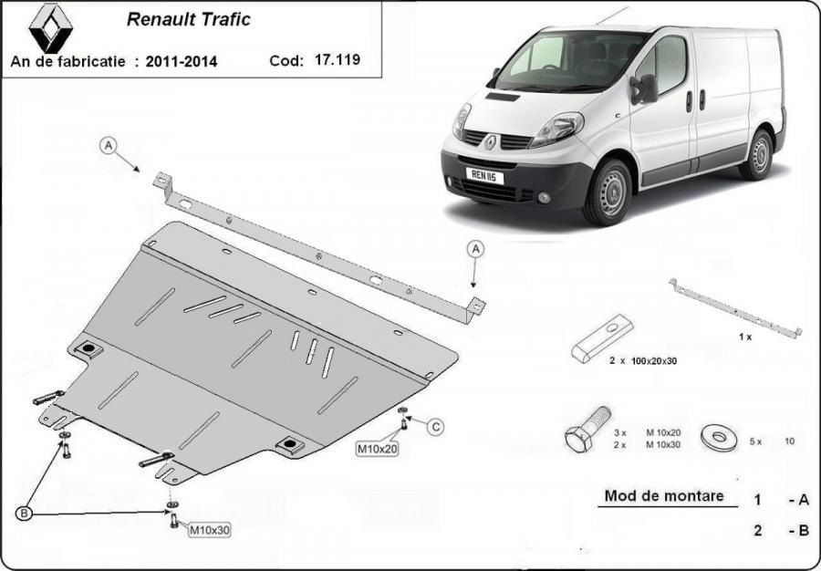 Scut motor metalic Renault Trafic 2011-2014