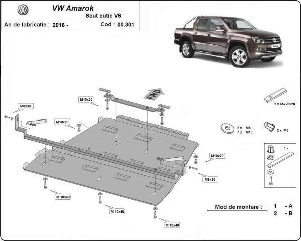 Scut metalic cutie de viteze automata V6 VW Amarok 2016-2022
