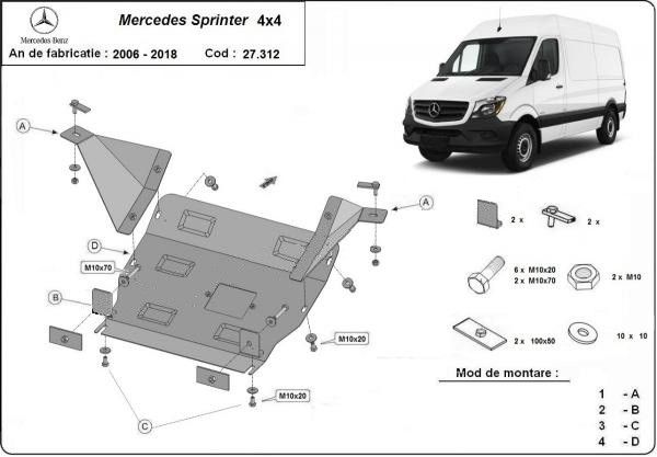 Scut motor metalic Mercedes Sprinter 4x4 2006-2018