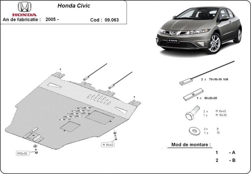 Scut motor metalic Honda Civic Hatchback 2006-2016