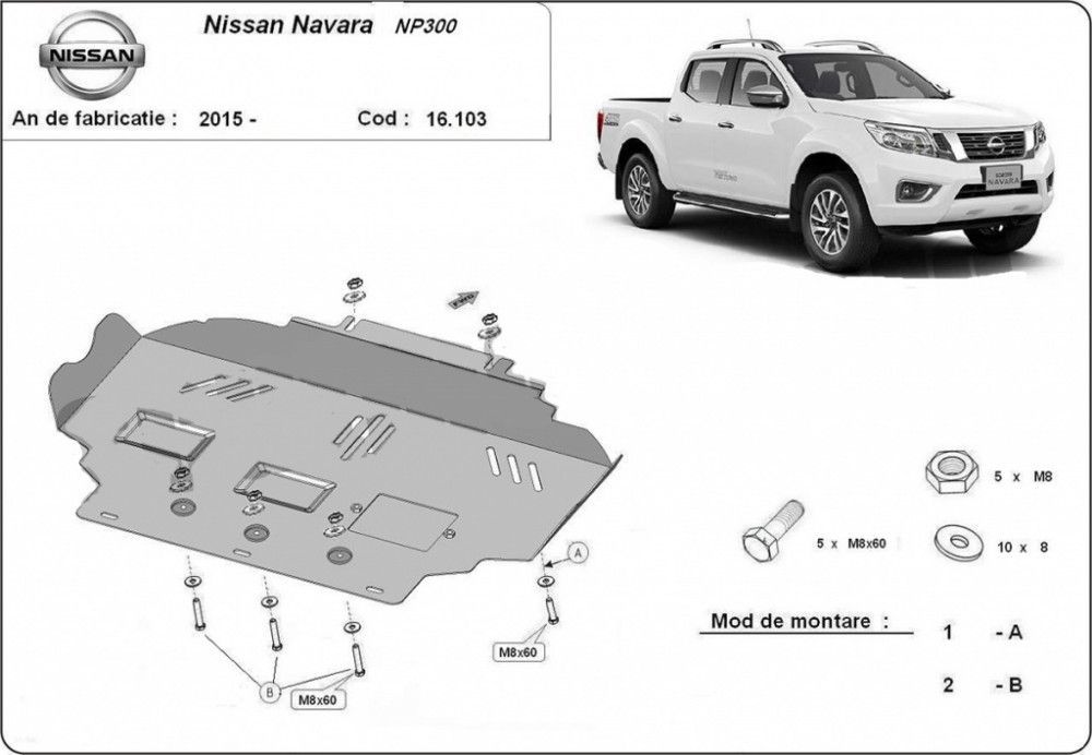 Scut motor metalic Nissan Navara NP300 2015-prezent