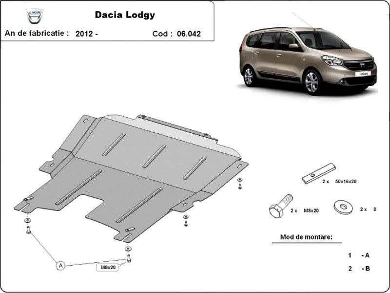 Scut motor metalic Dacia Lodgy 2012-prezent
