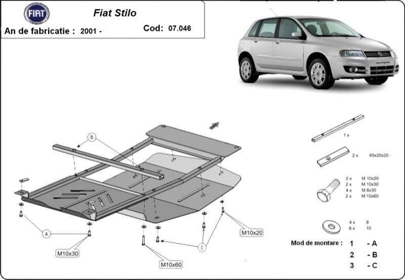 Scut motor metalic Fiat Stilo 2001-2007