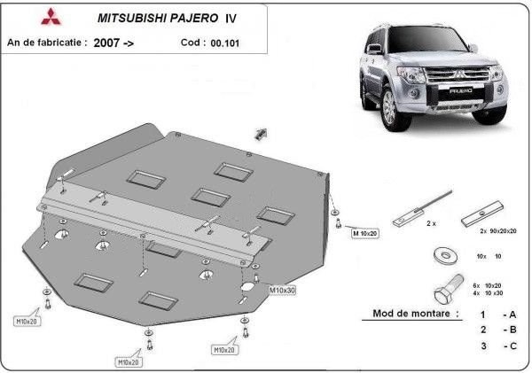 Scut metalic cutie de viteze Mitsubishi Pajero 4 (V80,V90) 2007-prezent